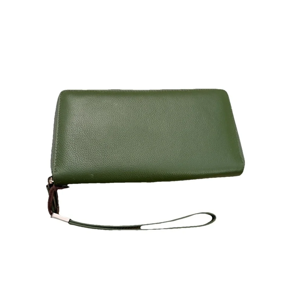 Bveyzi Leather Wallet CardHolder Ziparound Wristlet Green‎ RFID Blocking